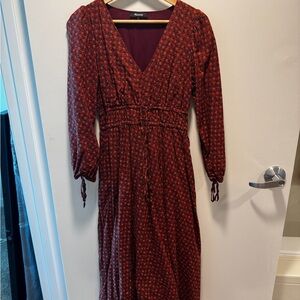 Madewell Long Sleeve Burgundy Dress